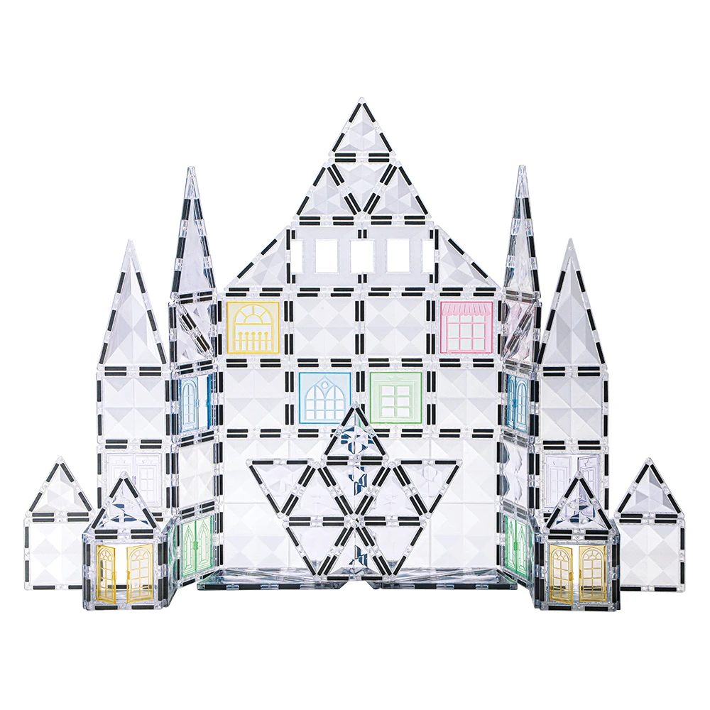 Factory starlight transparent Magnetic Building Tiles for Kids Construction Gift Set Bpa Free Blocks Educational Plastic Toys