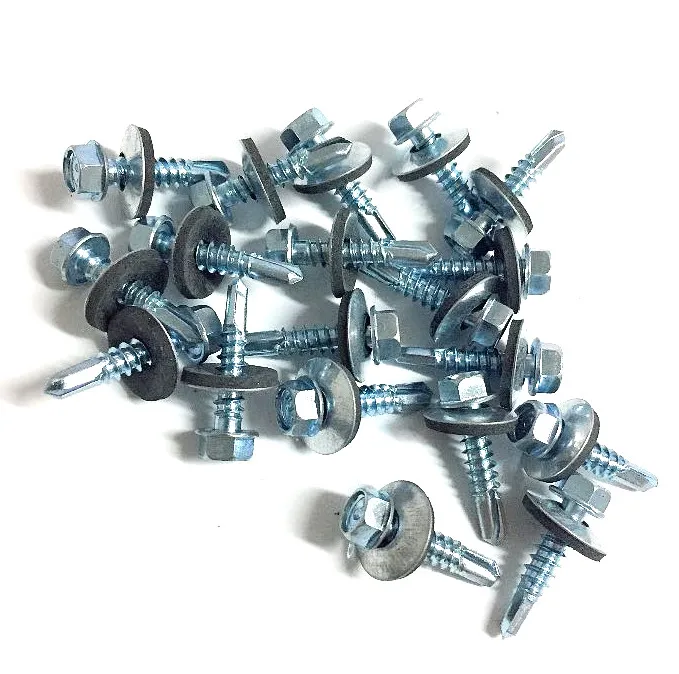 5.5mm Diameter and 25mm Long Hex Head Bonded EPDM Washer Self Drilling Zinc Coating Screws