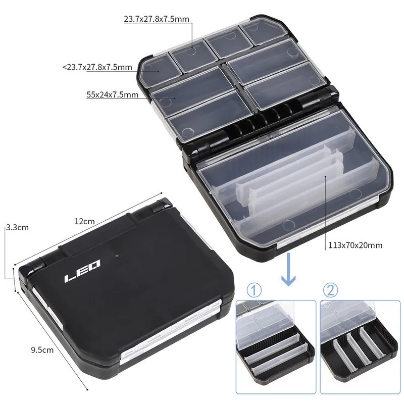 NEWMAJOR Plastic Black Fishing Tackle Box Fishing Accessories Box Waterproof Fishing Accessories Box Case