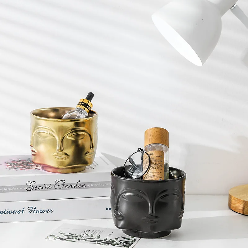 Nordic ceramic human face potted plant vase home soft decoration living room decoration succulent flower pot container