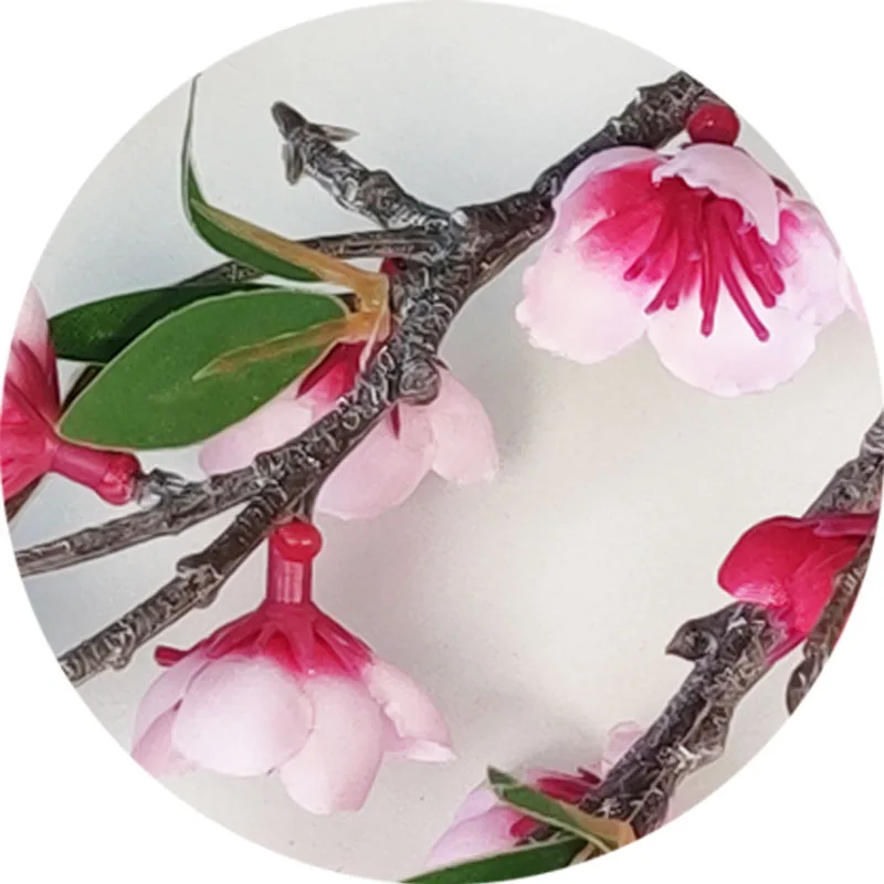 YIWAN Wholesale Thick stick silk 5 Forks Peach Blossom  fake Plum blossom Artificial Flowers For Home Wedding Decoration