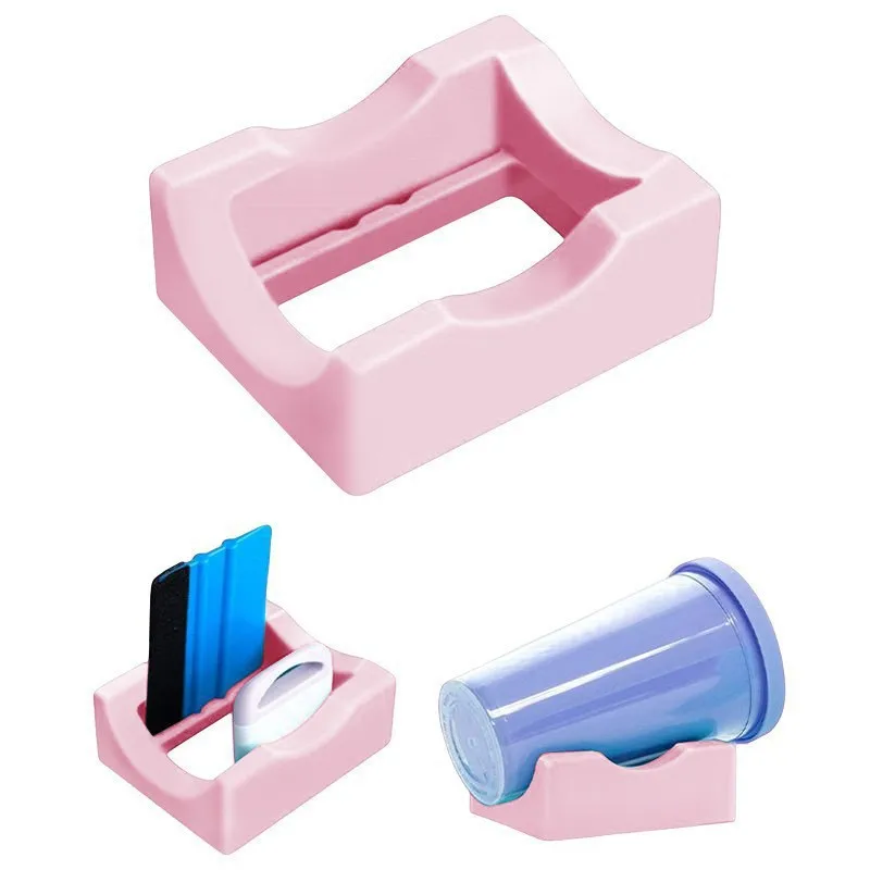 Small Silicone Cup Cradle with Felt Squeegee Curvature Supports Apply Vinyl Decals Cup Holder for Crafting Tumblers