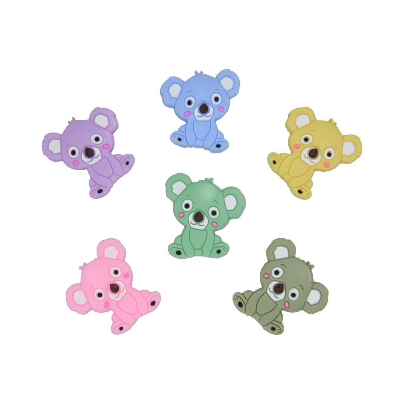 custom silicone soft teething  Animal Chewable Bead DIY wholesale silicone printed beads baby teething toys