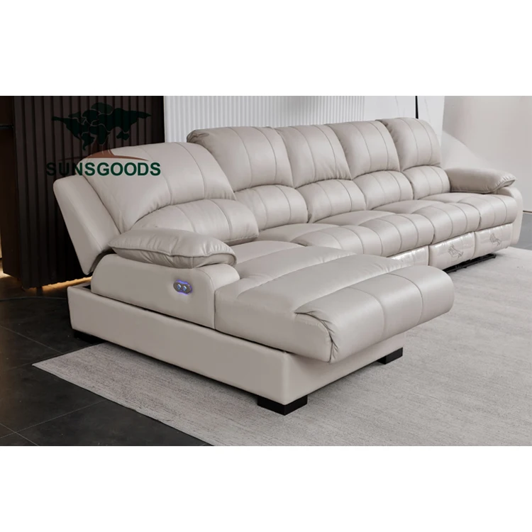 Sunsgoods electric power reclining chaise bed massage L shape corner sofa recliner,recliner sofa set,leather recliner sofa