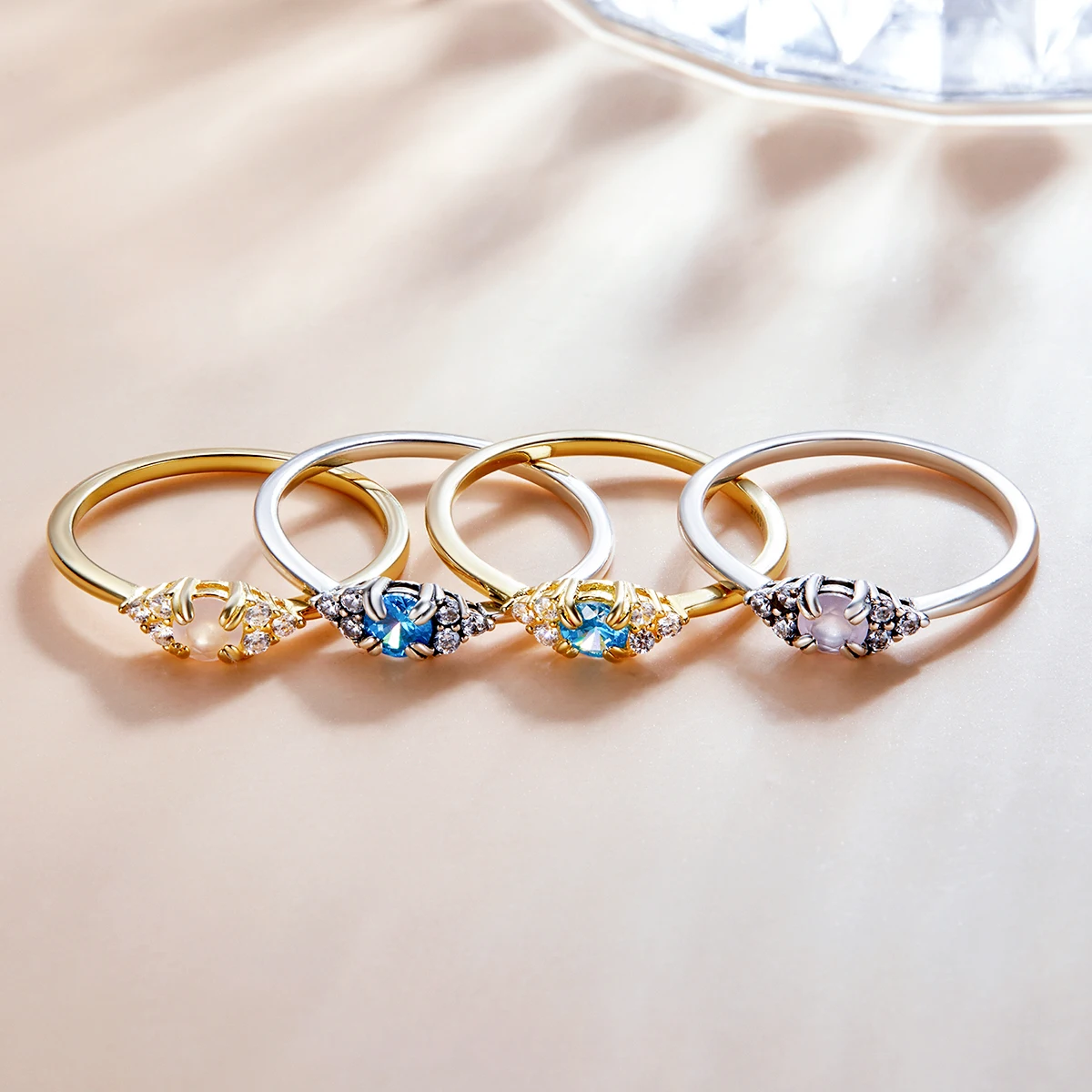 New style 5 designs silver rose gold sterling silver ring S925 opal stone fashion women ring