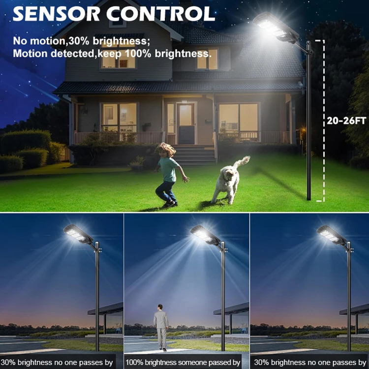 High Power Lithium Battery Smart Motion Sensor 50w 100w 150w 200w 250w 300w All In One Solar Led Street Light