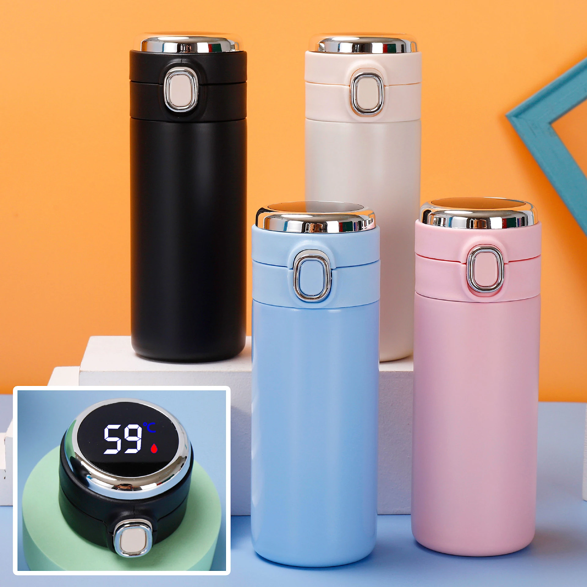 High Quality Vacuum Insulated Smart Water Cup Custom Stainless Steel Thermos Bottle With Digital LED Temperature Display