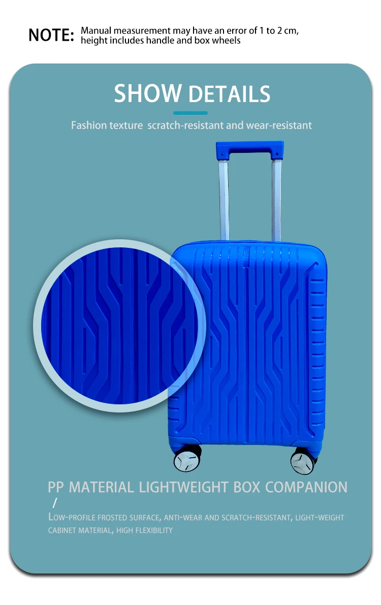 Customizable 3-Piece Travel Luggage Set Convenient PP Material with TSA-Approved Lock and Spinner Wheels for Unisex Airport Use