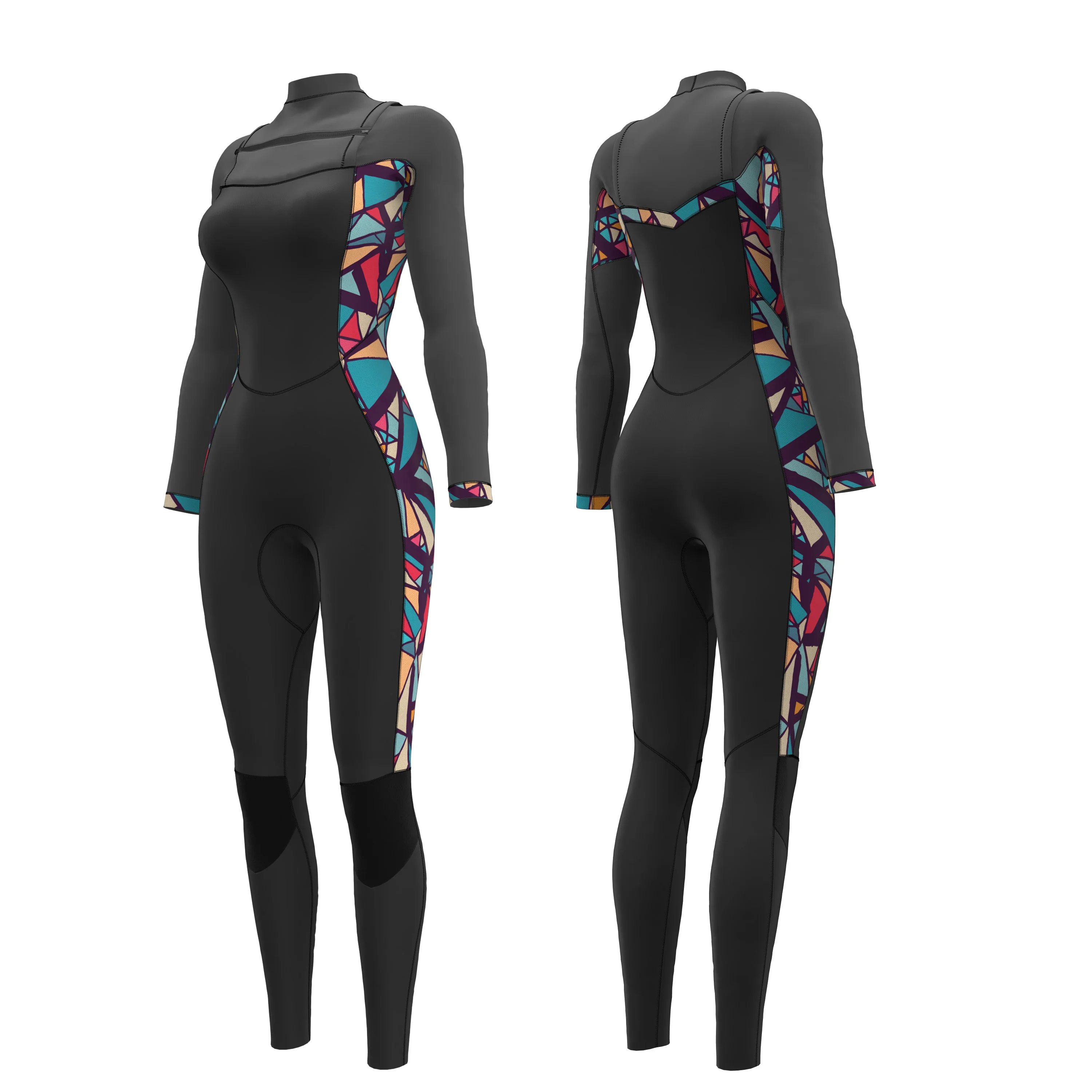 Chest Zip Surfing Suits Customized  3mm 3/2mm 4/3mm 5/4mm women Wet Suit Limestone supper stretch CR Neoprene Surfing Wetsuit