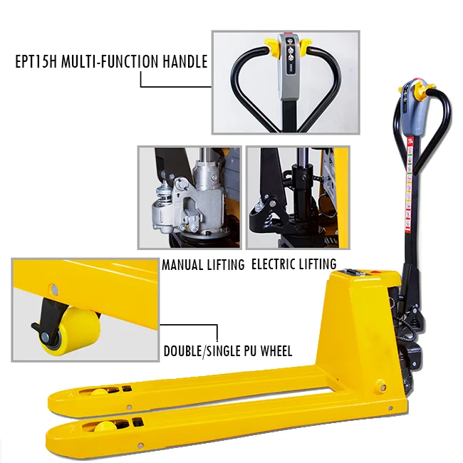 1500KG Adjustable Capacity Electric Pallet Truck  Electric Forklift Manufacture