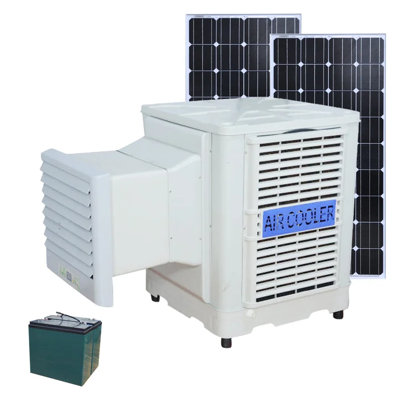 Солнечный Dc 12v Ac 220v 8000cmh настенный вентилятор испарительного воздушного охладителя с