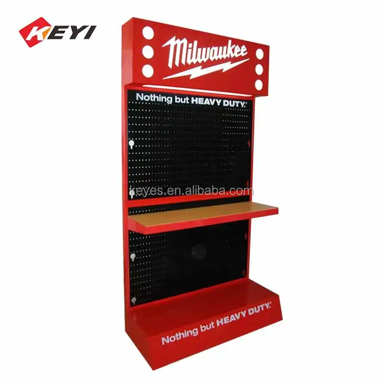 Retail Store Metal Perforated Plate Floor Display / Power Tool Display Stand