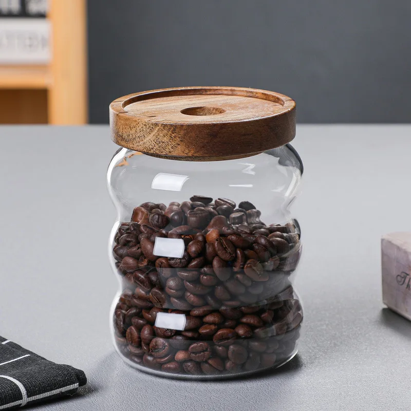 Containers Cans Glass Jar With Bamboo Lid Best Sail Custom Logo and Size Sealed Food Cereal Storage