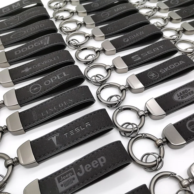 Faux Leather Car Key Chain Luxury Wristlet Strap Men Women Anti-lost Portable Backpack Ornament