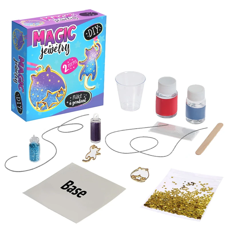 Epoxy resin kita Magic jewelry for kids crystal pendant making kit mold silicone mould kit decoration DIY toys