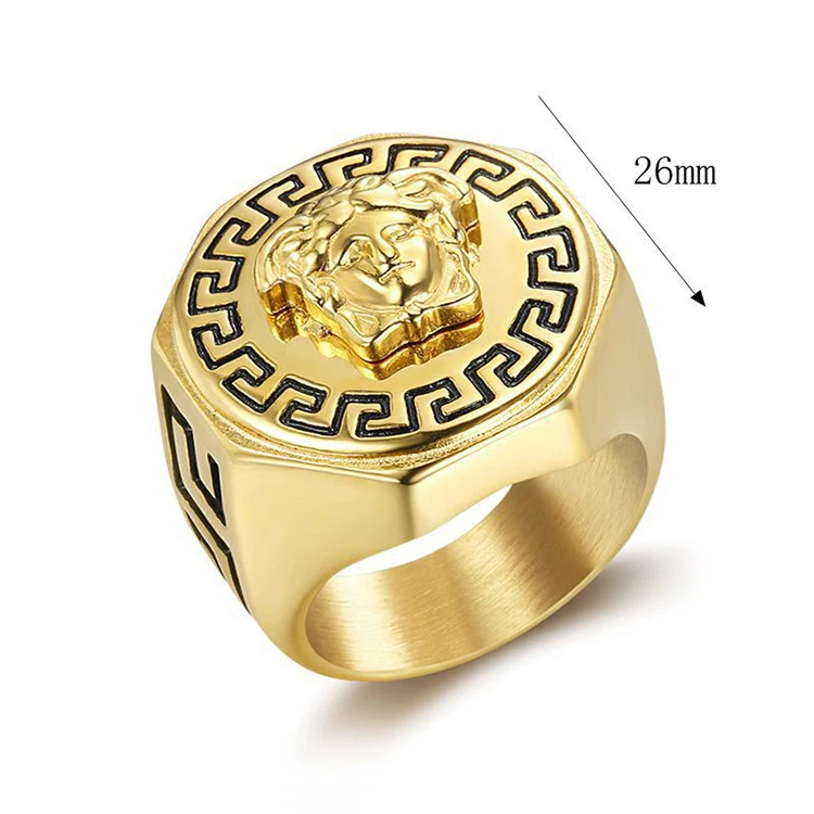 
Hip Hop Stainless Steel 18k Gold Plated Ring Jewelry Designs for Men 