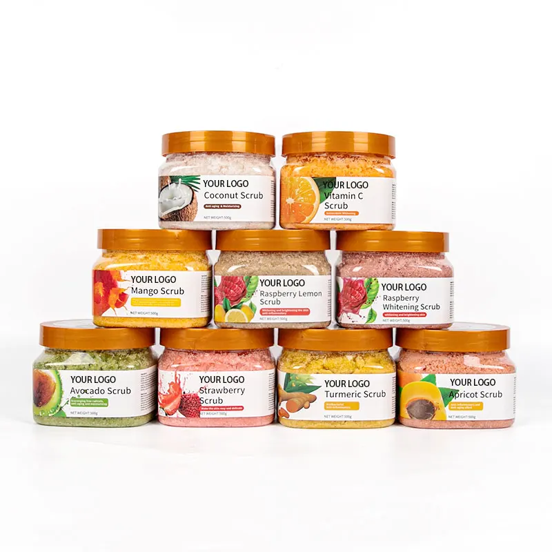 Private Label Customized Organic Skin Exfoliating Coconut Lavender Fruit Sugar Butter Dead Sea Salt Bath Body Scrub Manufacturer