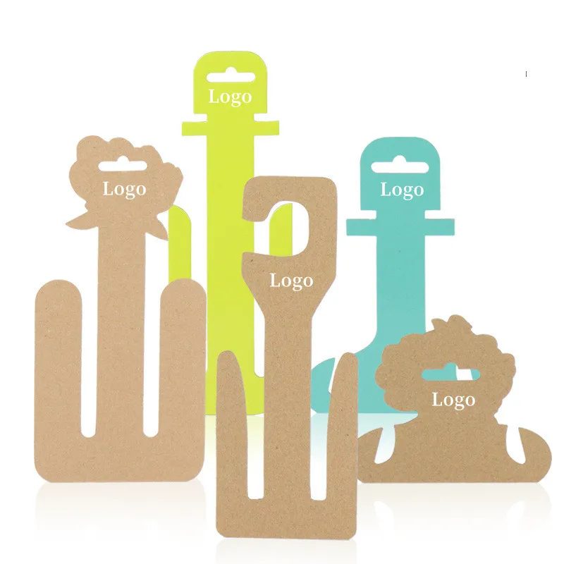 Biodegradable Eco Friendly Customized Kraft Paper Hangers Customized Shoes Colorful Paper Hook For Store Supermarket Exhibition