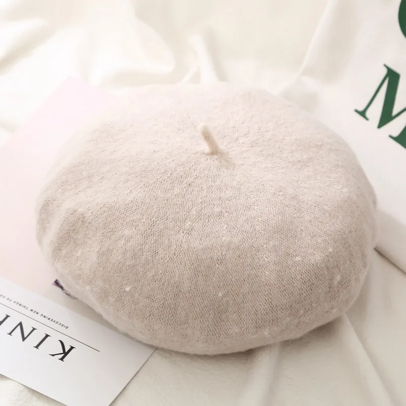 Jachon Пользовательский логотип многоцветный плоский Топ Удобная шерстяная шапочка береты для женщин