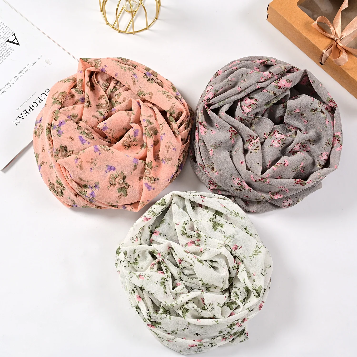 Chiffon Printed Hijabs Floral Printing Classic Paisley Headscarf Malaysia Women Scarf Hijab