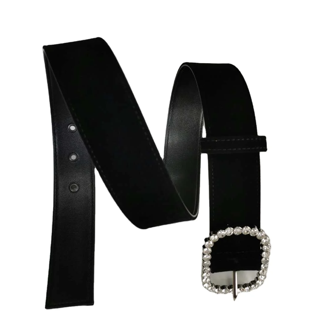 Summer Style Rhinestone Suede Clothing Belts Custom Diamond Buckle Waist Strap