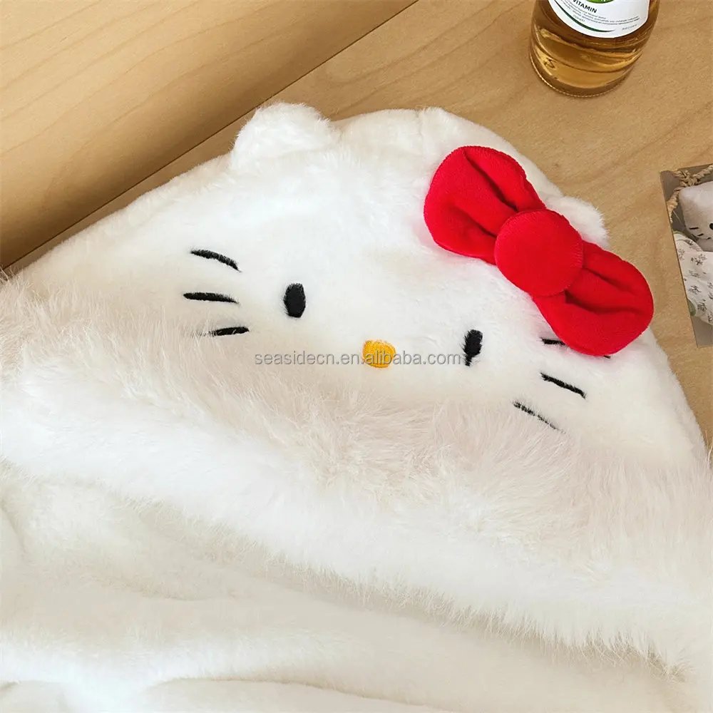 New Design Fashion Hello KT 3 in 1 Hats Scarf Gloves Soft Outdoor Winter Warm Women Girl Sanrioed Kuromie hats