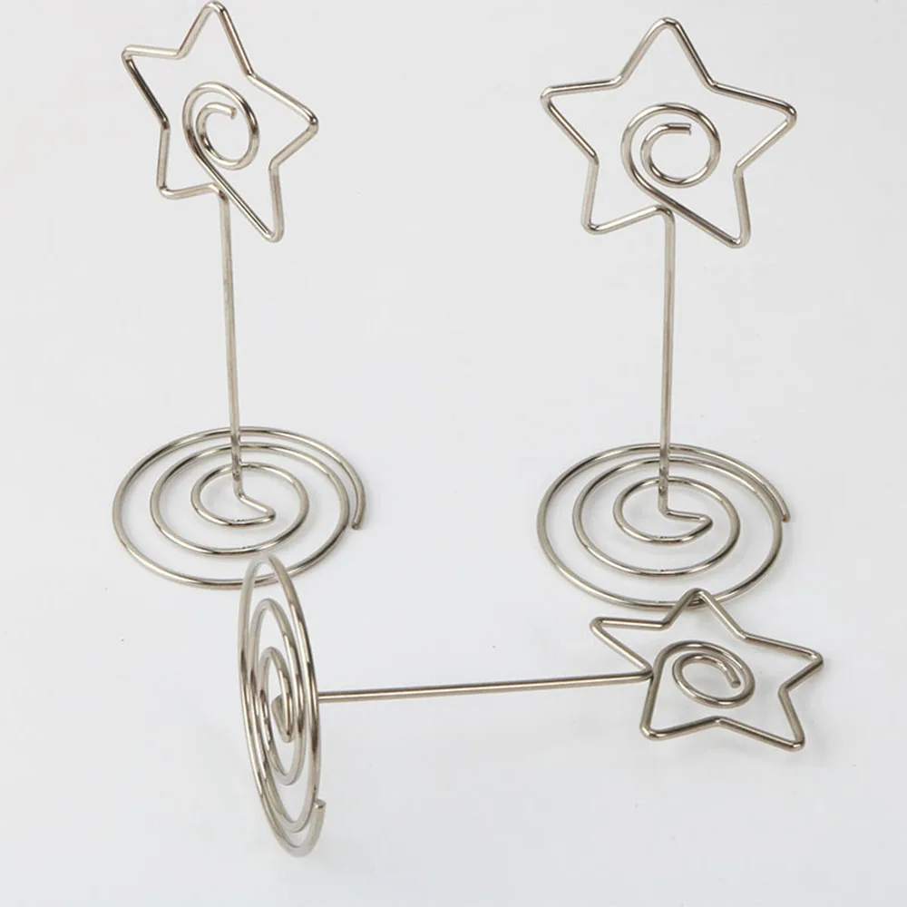 Wholesale Wedding Favors Place Card Holder Round Heart Star Shape Number Stand Table Photo Memo Number Alloy Name Clips
