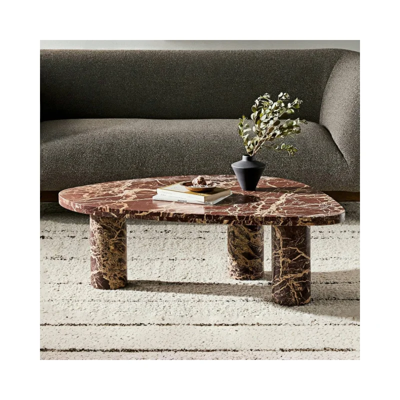 SHIHUI Stone Furniture Cheap Price Nesting Coffee Table Marble Living Room Luxury Natural Custom Red Marble Center Coffee Table