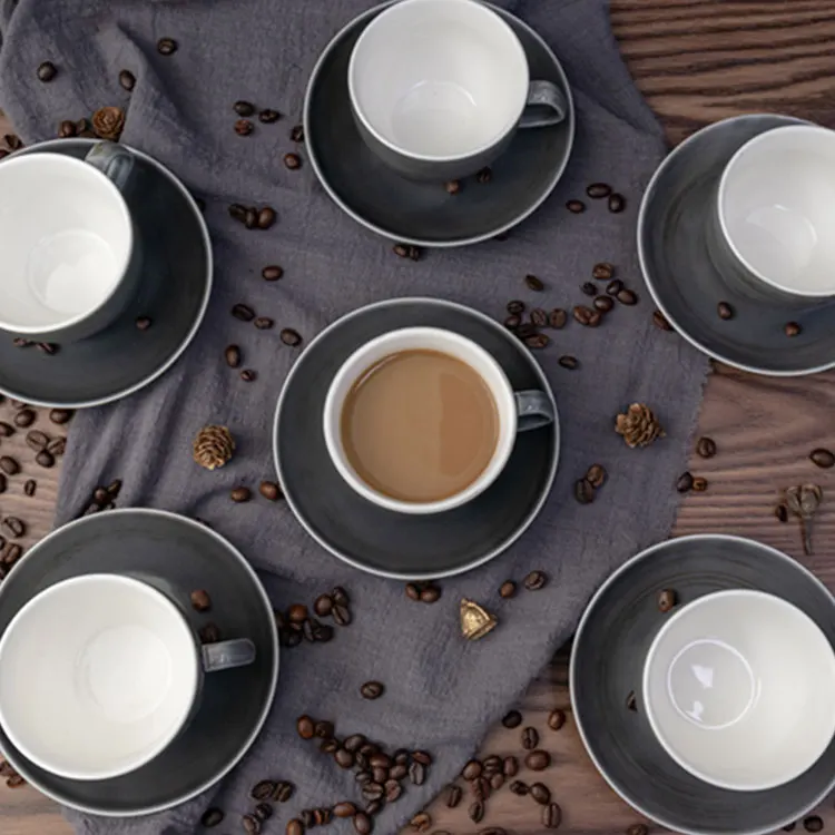 wholesale custom black unique novelty fine porcelain espresso cup and saucer