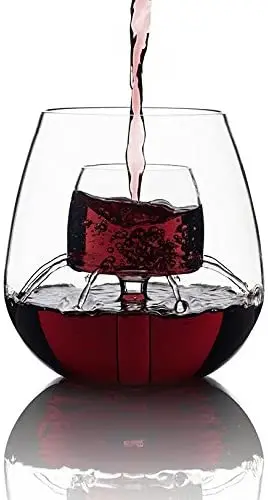 Stemless Aerating Wine Glass by Chevalier Collection (Set of 2) - Patented Wine Glass With Built In Aerator