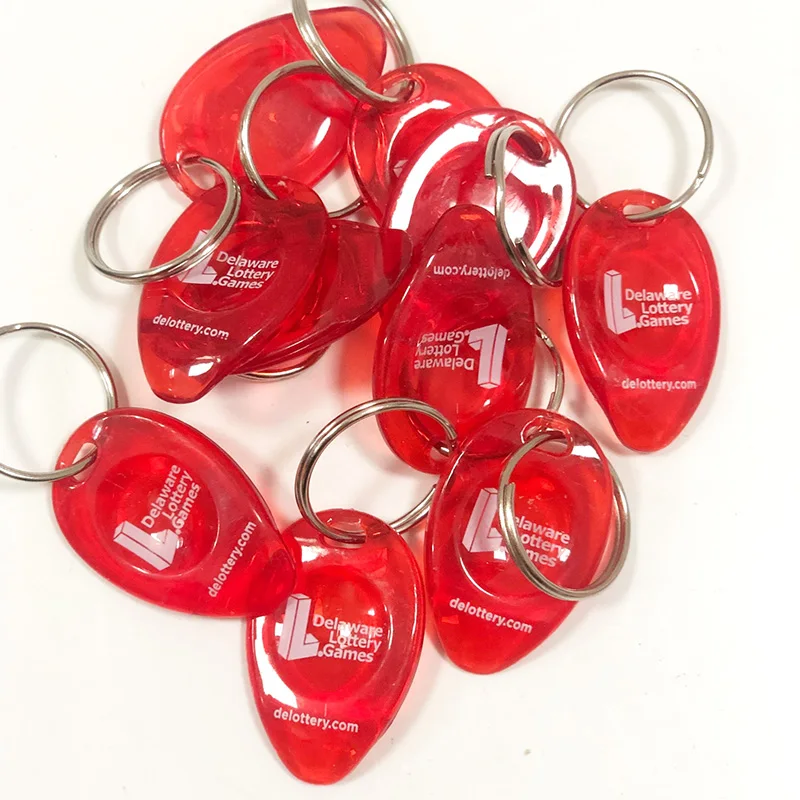 PTLS-003 customized logo plastic lottery ticket scraper with keychain