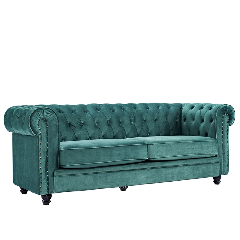 USA in stock Living Room Classic Upholstered Soft Surface  Apartment Small Space Dorm Green color loveseat sofa