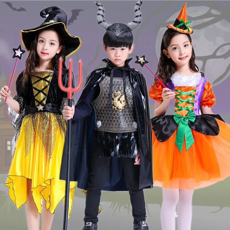 Halloween Princess Dress Hot Sale Pretty Witch Cosplay Costume Halloween Kid Little Witches Pumpkin Fairy Fancy Dress Costumes