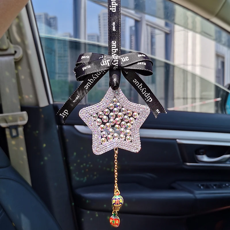 stars pendant in car pendant rearview mirror net red car decoration inlaid with diamond creativity