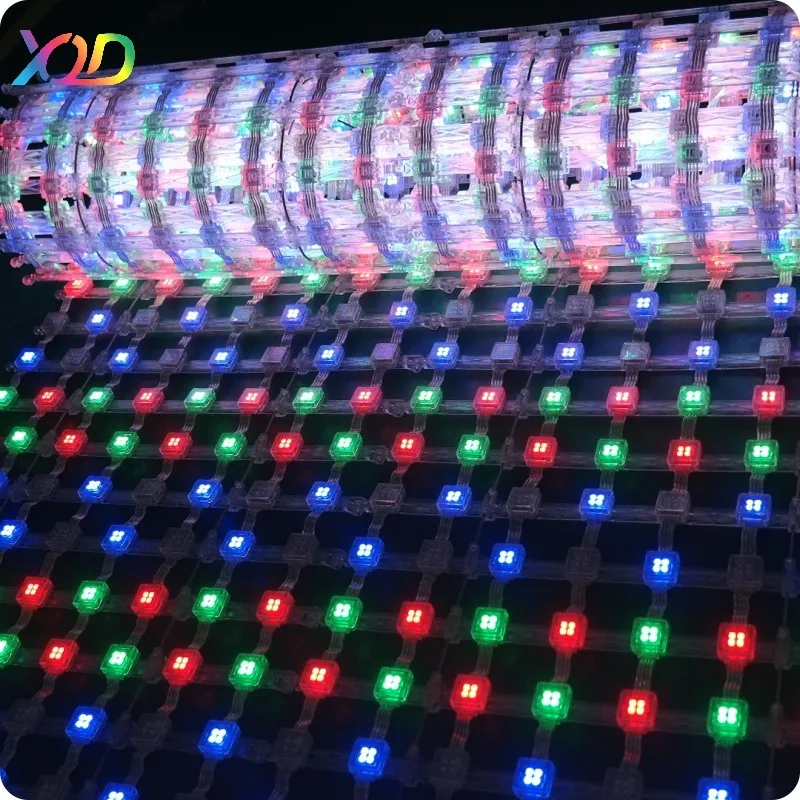 XQD Заводская пользовательская P50 SPI RGB WS2811 водонепроницаемый полупрозрачный фасад здания гибкий мягкий сетчатый СВЕТОДИОДНЫЙ экран