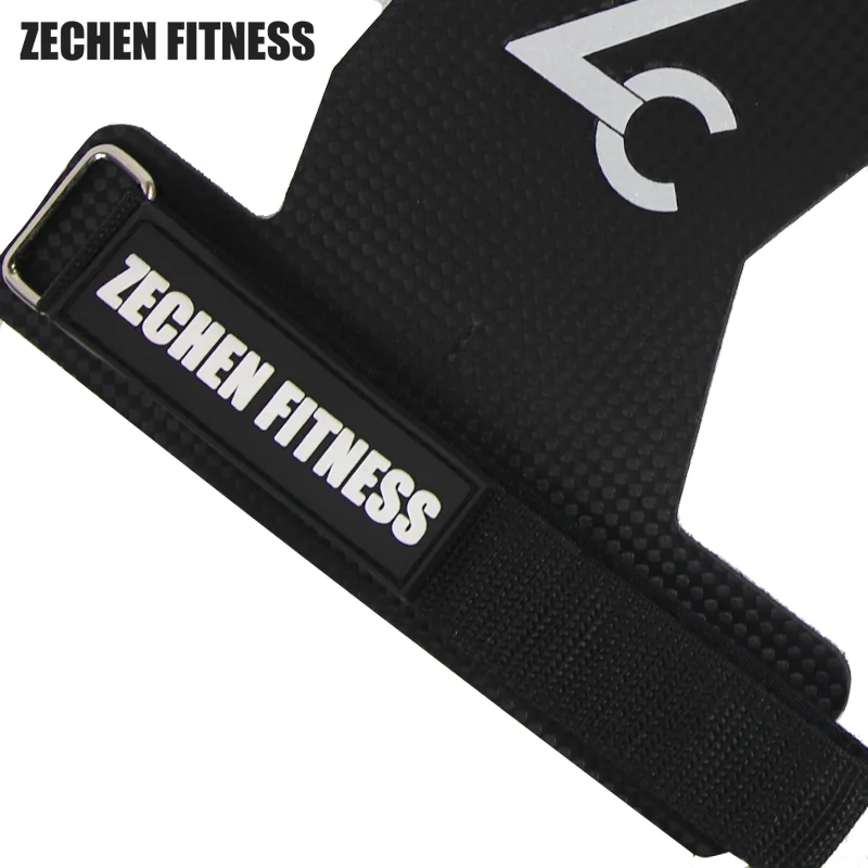 Crossfit protection 3 holes strength palm grip carbon microfiber leather grips calleras crossfit gym grip pads handgrip crossfit