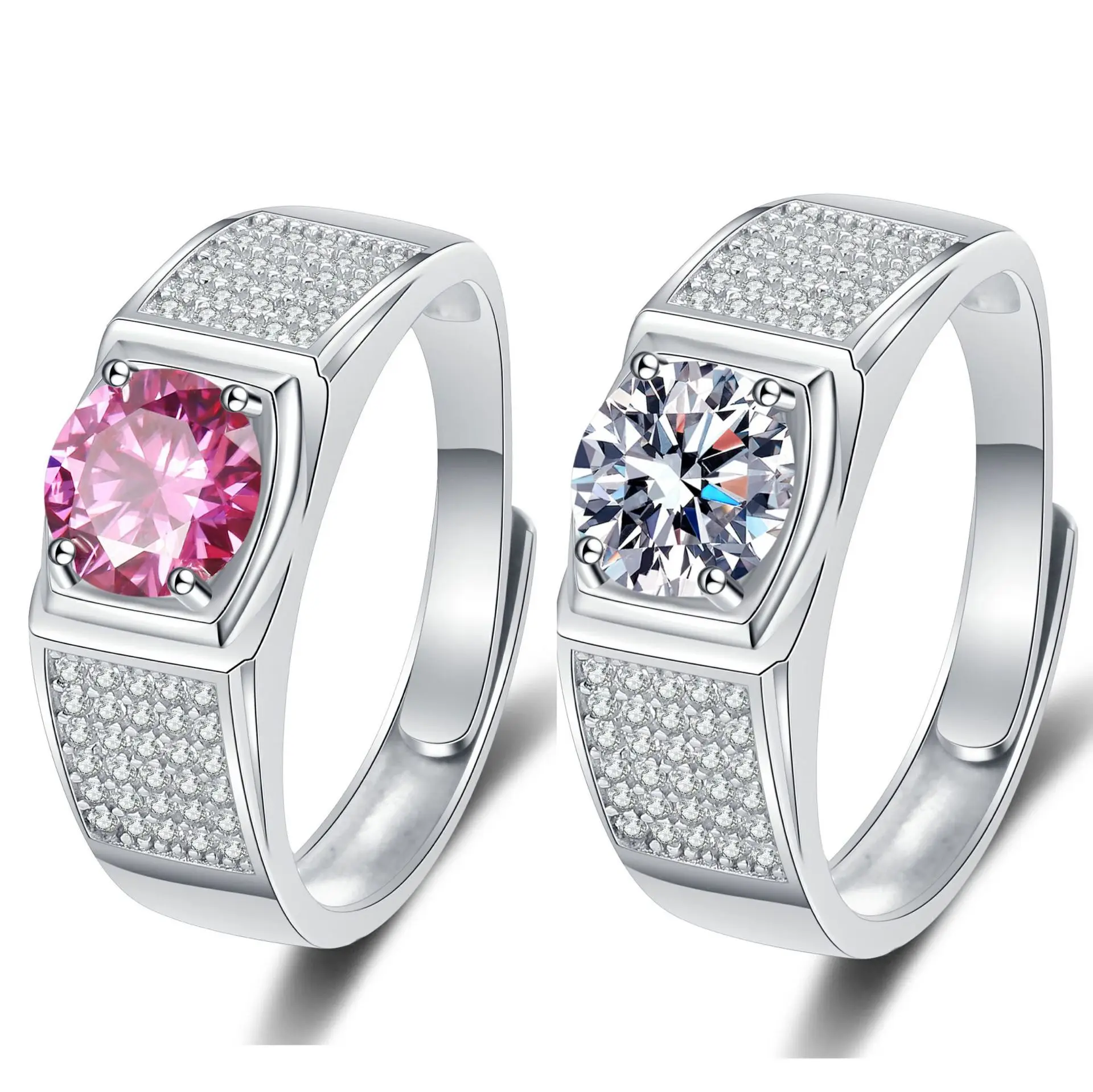 Manufacturer European American Popular Full Diamond 1-carat Fashion Wedding Personalized Engraving Name Sparkling Men Ring