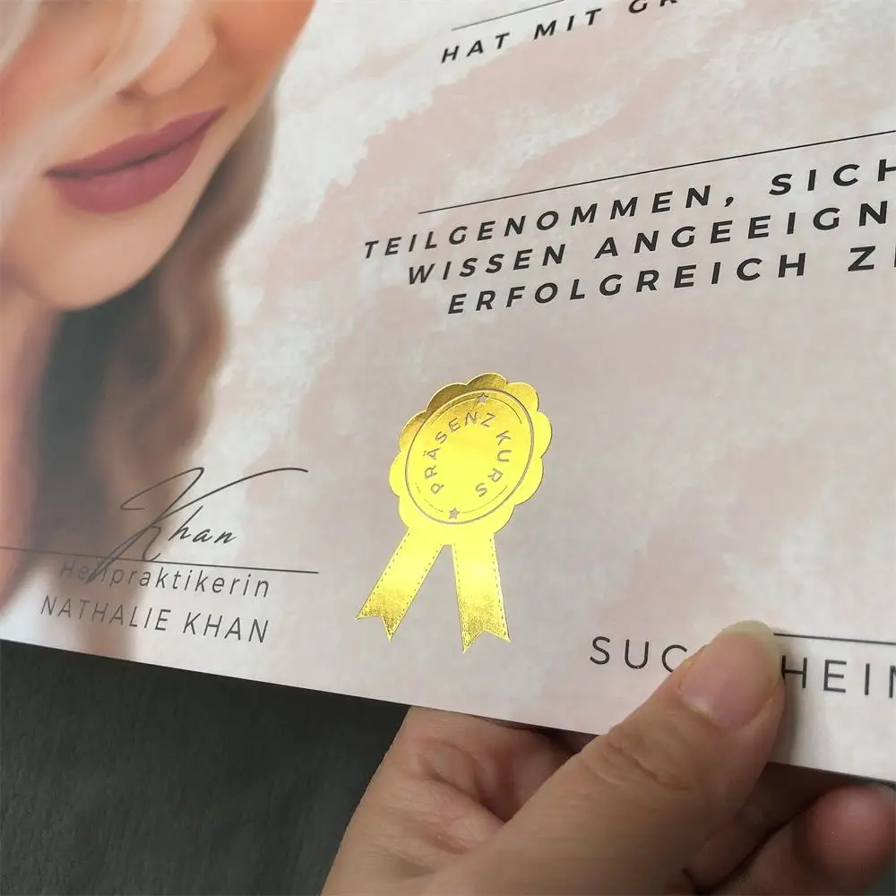 Custom printing gold foil A3 A4 A5 gift card certificate for business