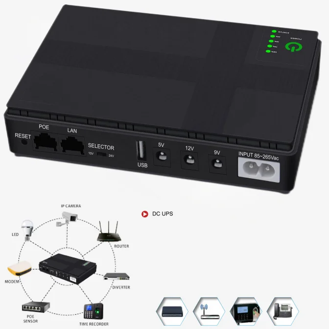 DC UPS 18W 36W 10400mah Mini UPS for wifi router and modem monitoring DC 5V 9V 12V Uninterruptible Power Supply UPS for router