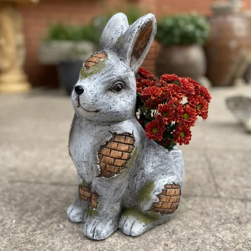 fibre plant pot cartoon rabbit outdoor garden rabbit plant pots for sale