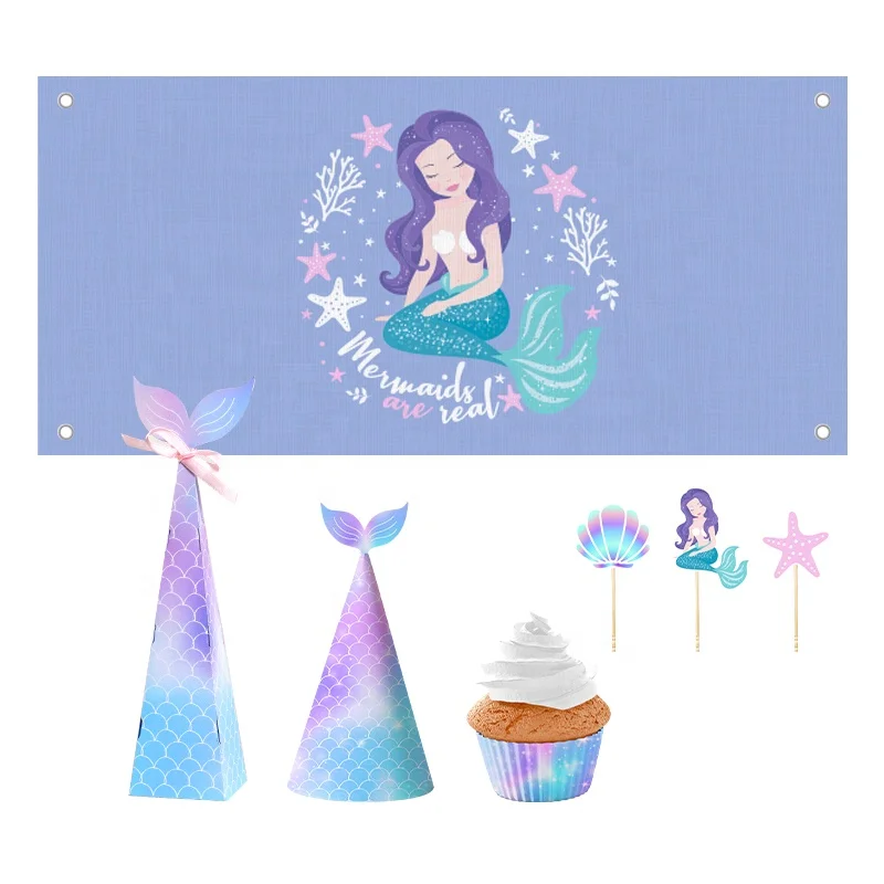Party Supplies  Mermaid Party Disposable Paper Plate Set for birthday party decoration