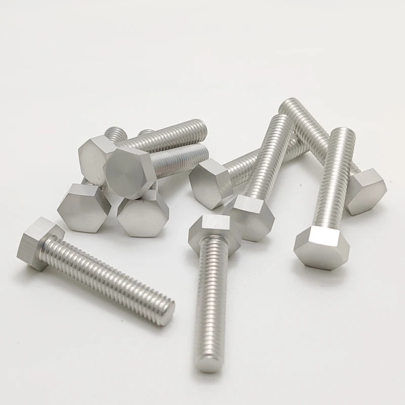 Hot Selling DIN 933 Hexagon head Screw clear anodized 7075-T6 Aluminum Hex Head bolt