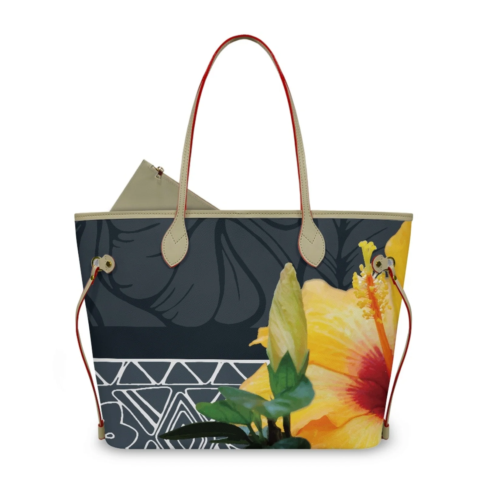 Hot Sell Vintage Polynesian Tribal Travel Bag Handbags Purse Wholesale Oem Tote Bags Women Hawaii Flowers Ladies Large Bag