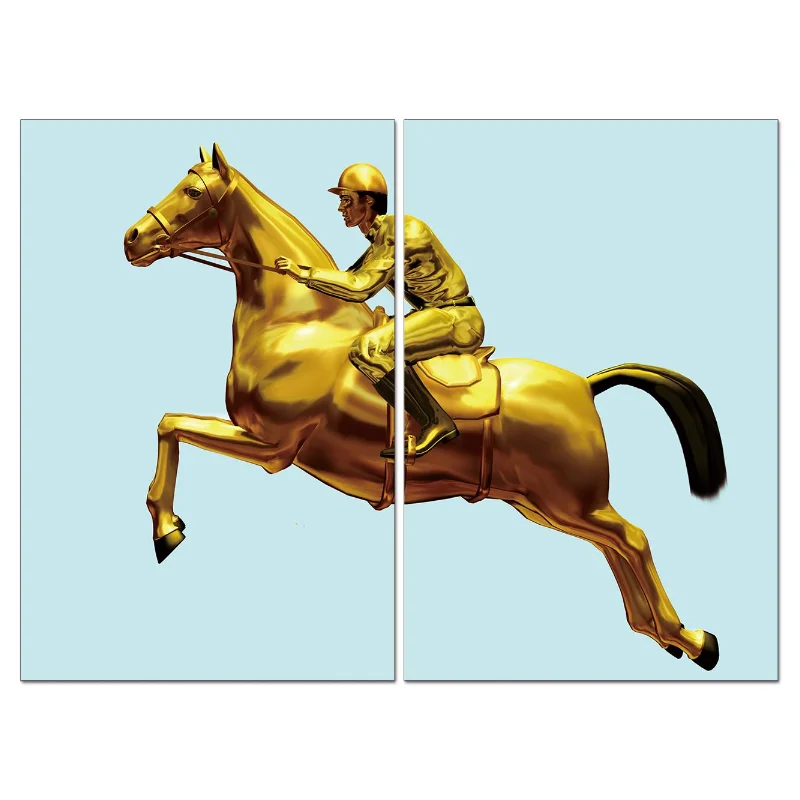 Golden Horse  Wild Animal Painting Set Unframed Acrylic Wall Art Canvas Decorative Painting  for Living Room Bed Room