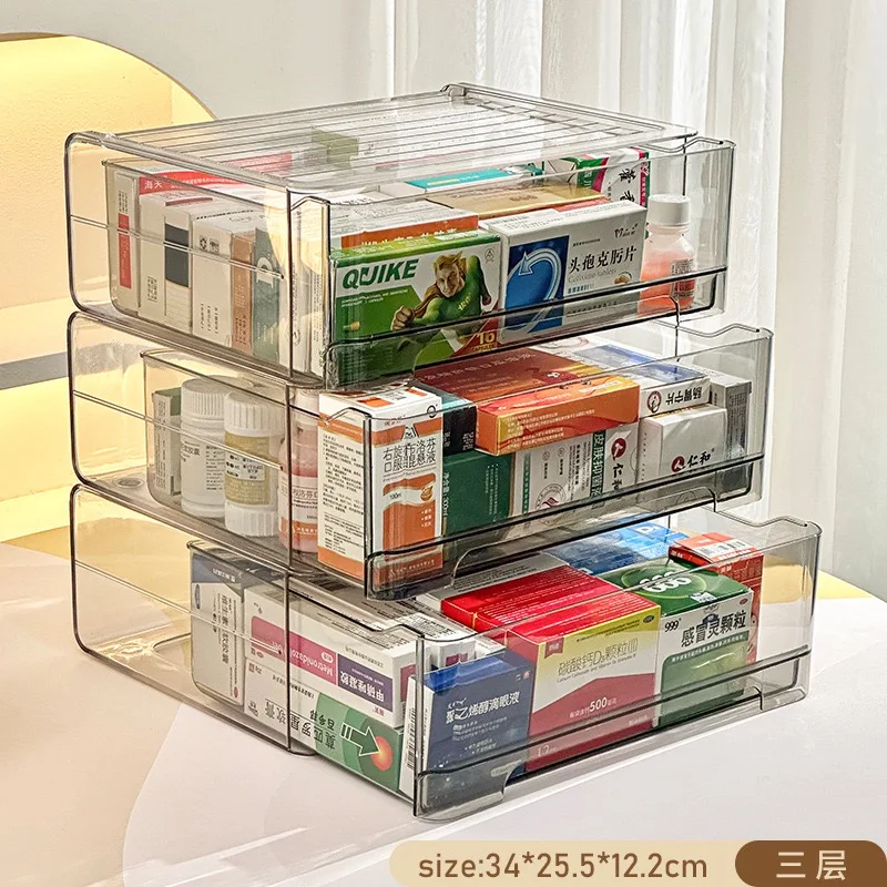 Medicine drawer Home medication storage Clear pill case Storage cabinet Acrylic household necessities