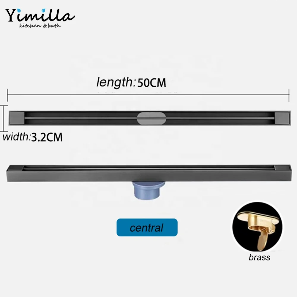 Hot Sale 304 Stainless Steel Shower Floor Drain Anti-odor Conceal Long Square Channel Bathroom Drainer with Strainer