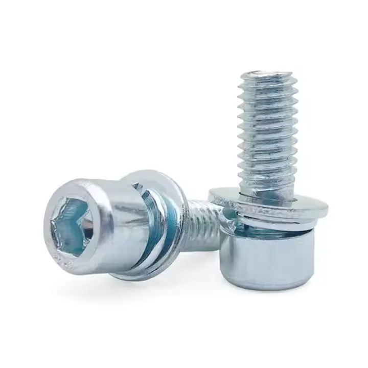 M8 Carbon Steel Grade Class 4.8 8.8 10.9 12.9 Yellow Blue White Zinc Plated Zn Hex Socket Head Cap Screw Assembled With Washer