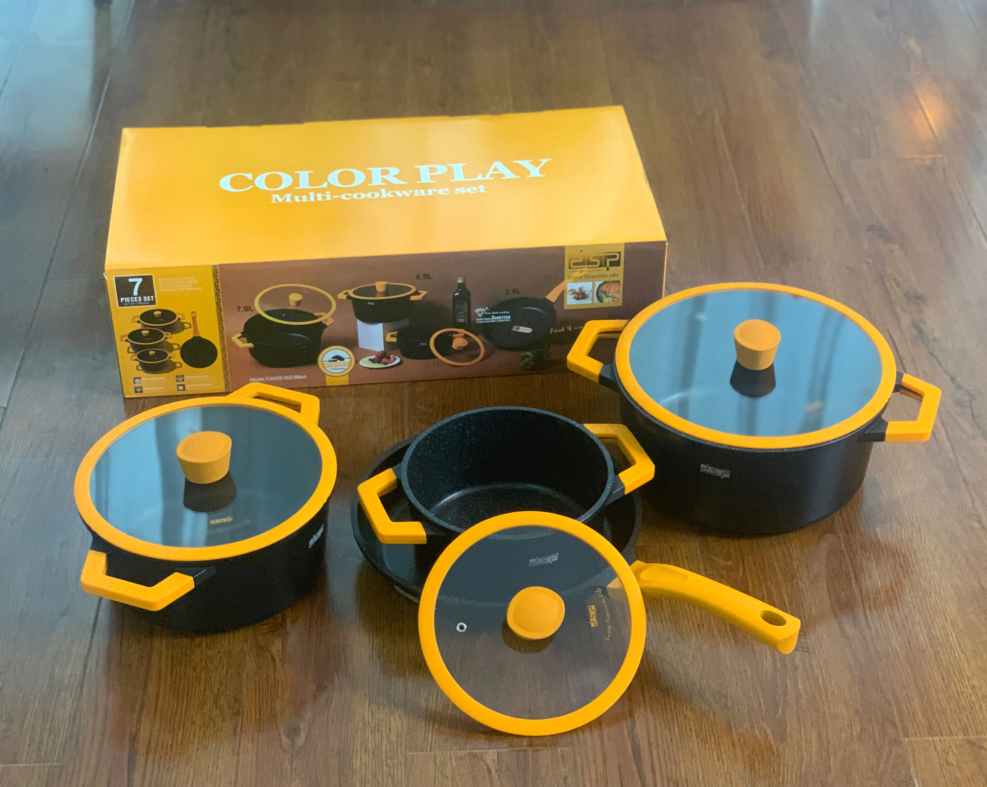 DSP Hot Sale 7 Pieces Multi-Cookware Set High Quality Cooking Pot Set Kitchen Pots And Pans Non-stick Cookware Set