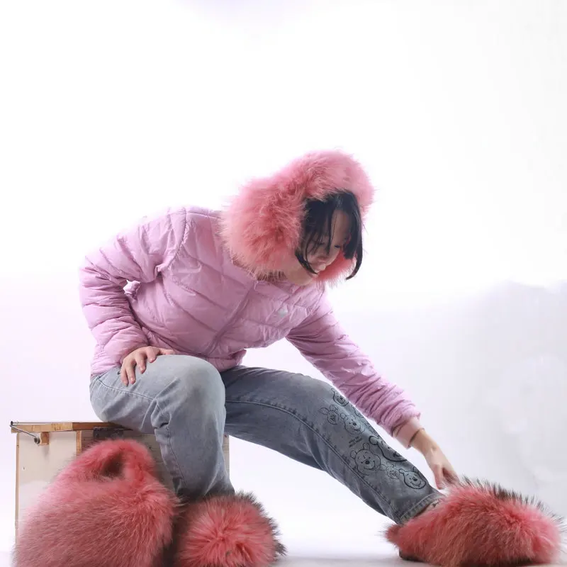 fashion raccoon fur handbag  for women wholesale adult plush clutch furry bag