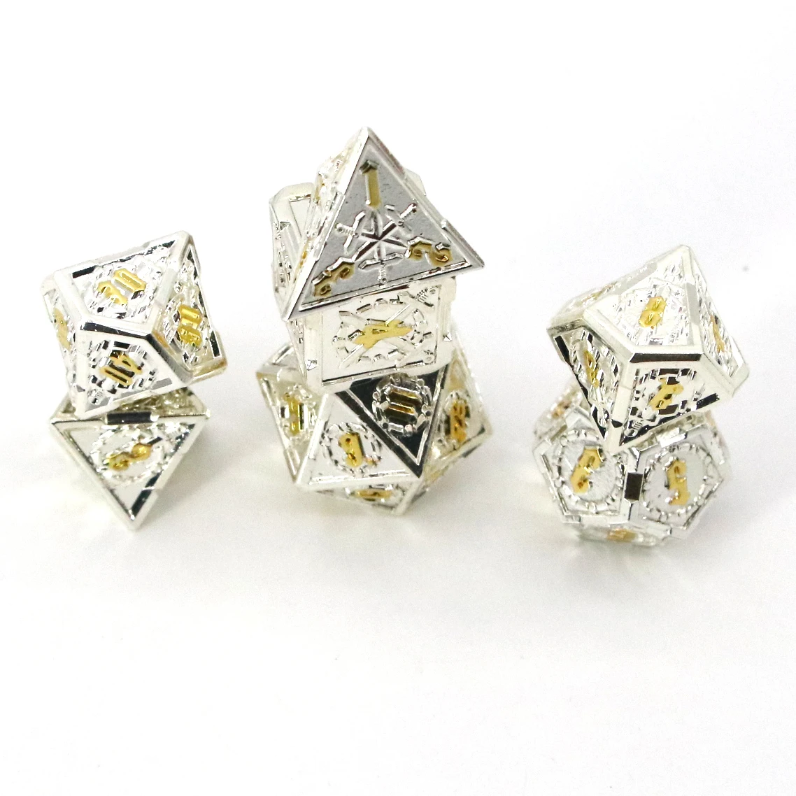 7 Pieces Set Metal Dices DND Role Playing Game Polyhedral Sharp Edge Dice